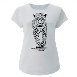 Camiseta manga corta mujer algodón jaguar color Blanco