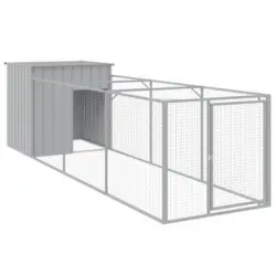 Caseta Perros Corral Acero Galvanizado Gris Claro 110x405x110cm Vidaxl