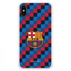 Funda Licencia Oficial FC Barcelona Escudo Fondo Cuadros para iPhone X