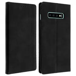 Avizar Funda Tipo Libro Billetera Vintage Negra para Samsung Galaxy S10 Plus