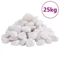 Guijarros Pulidos Blancos 25 Kg 2-5 Cm Vidaxl