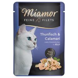 Miamor Filetes Finos en gelatina 6 x 100 g - Atún y calamar