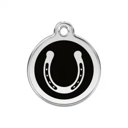 Placa identificativa Acero Inoxidable Esmalte Herradura Negro para perros