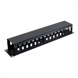 Aiten Data Organizador de Cables Metálico 2U con Tapa Negro