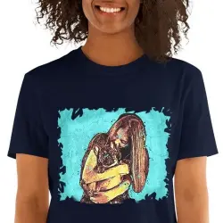 Mascochula camiseta mujer graffiti personalizada con tu mascota azul marino