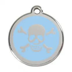 Placa identificativa Acero Inoxidable Esmalte Cruz Hueso Azul Claro para perros