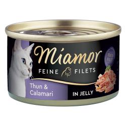 Miamor Filetes Finos en gelatina - 6 x 100 g - Atún claro y calamares