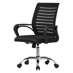 ML Design Silla de Oficina Ergonómica con Asiento Regulable Tapizado de Malla Negra