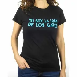 Camiseta mujer "Yo soy la loca de los gatos" color Negro
