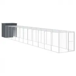 Gallinero Con Corral Acero Galvanizado Gris 165x1271x181 Cm Vidaxl