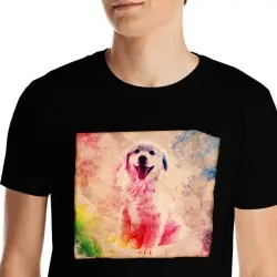 Mascochula camiseta hombre lienzo personalizada con tu mascota negro