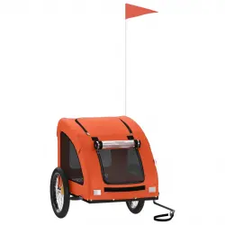 vidaXL Remolque de bicicleta mascotas hierro tela Oxford naranja