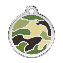 Placa identificativa Acero Inoxidable Esmalte Camuflaje Verde para perros