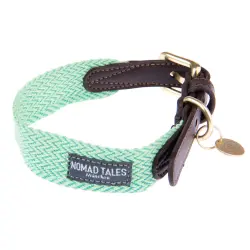 Collar Nomad Tales Bloom menta para perros - XS: 30 - 36 cm de contorno de cuello, 25 mm de ancho