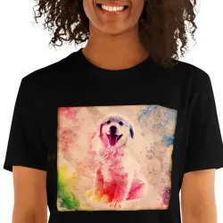 Mascochula camiseta mujer lienzo personalizada con tu mascota negro