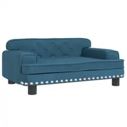 Cama Para Perros De Terciopelo Azul 70x45x30 Cm Vidaxl