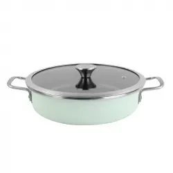 Magefesa Nordic Tartera 28 Cm Con Tapa De Vidrio, Apata Para Inducción Y Lavavajillas, Verde