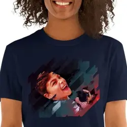 Mascochula camiseta mujer electronic personalizada con tu mascota azul marino