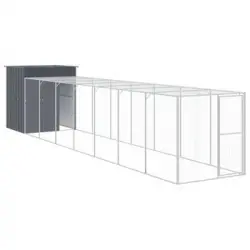 Gallinero Con Corral Acero Galvanizado Gris 165x863x181 Cm Vidaxl