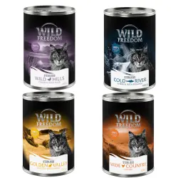 6 x 200 g / 400 g Wild Freedom Adult Sterilised - Pack de prueba - Pack mixto 400 g (2 x Pollo puro, 2 x Abadejo, 1 x Conejo, 1 x Pato)