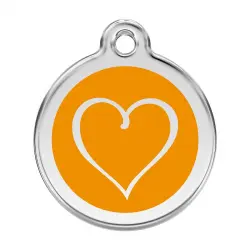 Placa identificativa Acero Inoxidable Esmalte Tribal Corazón Naranja para perros