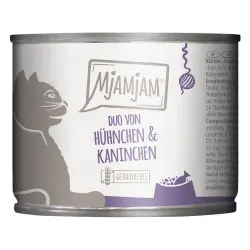 MjAMjAM Duo 6 x 200 g comida húmeda para gatos - Jugoso pollo y conejo con calabaza al vapor