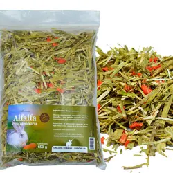 Alfalfa con Zanahoria - Bolsa de heno 600 g - Alimento complementario 100% Natural para Conejos, cobayas y Chinchillas
