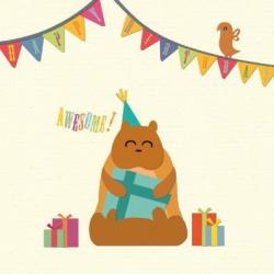 Tarjeta Dibujo Hámster y pájaro