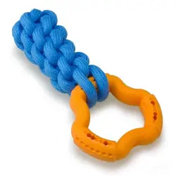 Anillo con trenzado de cuerda color Azul y Naranja