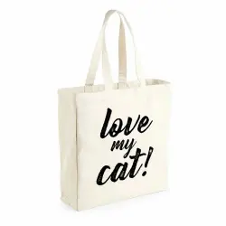 Bolsa saco "Love my cat" color Blanco