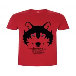Animal totem camiseta manga corta algodón lobo rojo para hombres