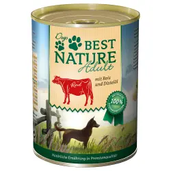 Best Nature Adult 6 x 400 g comida húmeda para perros - Vacuno, arroz y aceite de cártamo