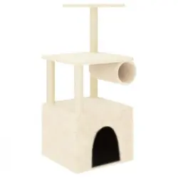 Rascador Para Gatos Con Postes De Sisal Color Crema 109,5 Cm Vidaxl