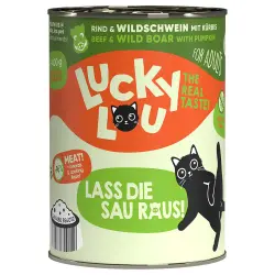 Lucky Lou Adulto 6 x 400 g - Carne de vacuno y jabalí