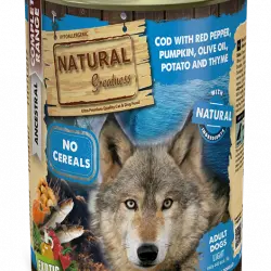 Natural Greatness Complet Ancestral Bacalao con Pimiento Rojo y Patatas lata para perros