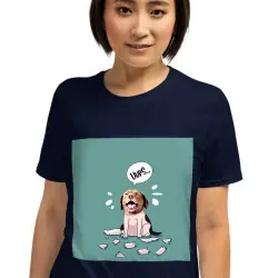 Mascochula camiseta mujer melasuda personalizada con tu mascota azul marino