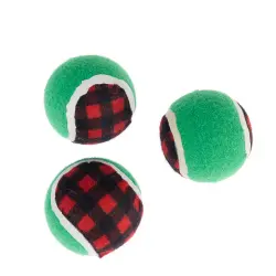 Set de pelotas de tenis a cuadros TIAKI para perros - Set de 3 pelotas de 6,3 cm (Diám)