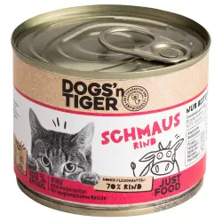 Dogs'n Tiger Adult 6 x 200 g comida húmeda para gatos - Carne de vacuno