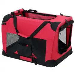 [pro.tec] Bolsa De Transporte Para Mascotas - Tamaño: M (60x42cm) - Transportín Plegable Para Perro (rojo)