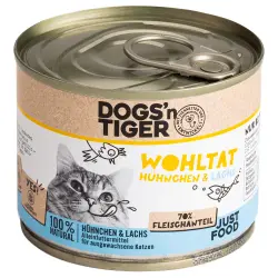 Dogs'n Tiger Adult 6 x 200 g comida húmeda para gatos - Pollo y Salmón