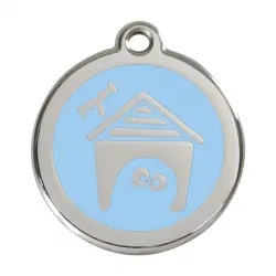 Placa identificativa Acero Inoxidable Esmalte Perro Casa Azul Claro para perros