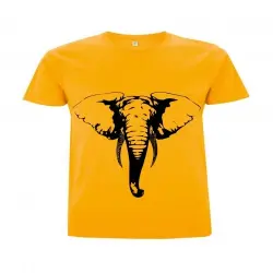 Animal totem camiseta elefante manga corta algodón orgánico amarillo para hombres