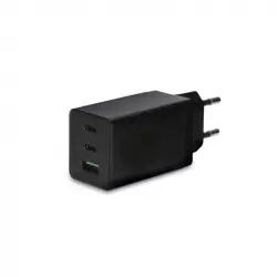 Ksix Cargador Doble USB Tipo C + USB Tipo A 67W GaN Negro