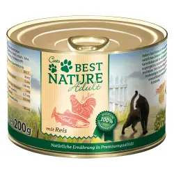Best Nature Adult 6 x 200 g comida húmeda para gatos - Salmón, pollo y arroz