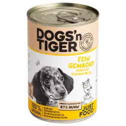 Dogs'n Tiger Junior 6 x 400 g comida húmeda para perros - Pollo y boniato