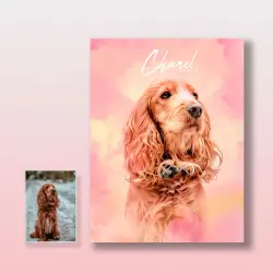 Pet Story Retrato Personalizado de Mascota póster Cloud Pink para hogar