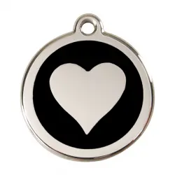 Placa identificativa Acero Inoxidable Esmalte Corazón Negro para perros