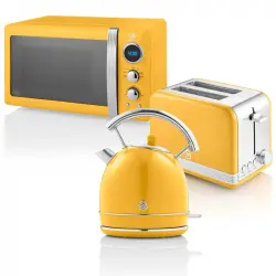 Swan Strp2070yelneu Retro Set Desayuno Hervidora + Tostadora + Microondas Amarillo