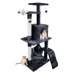 Edipets árbol rascador 4 niveles con hamaca gris para gatos