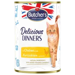 Butcher's Delicious Dinners comida húmeda para gatos 24 x 400 g - con pollo